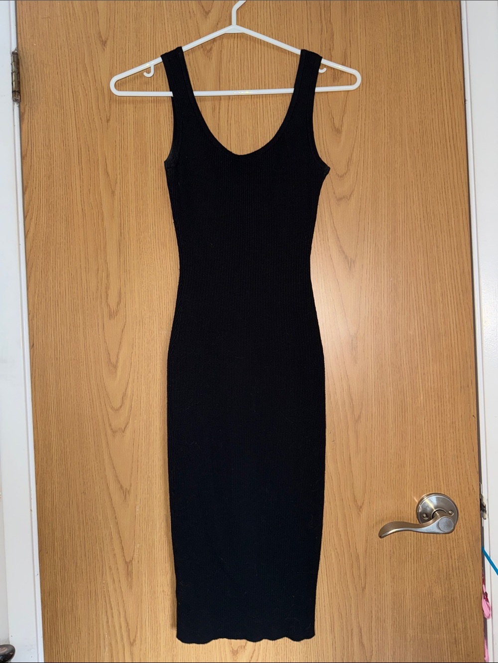 Classic Black Ribbed Tank Midi Dress